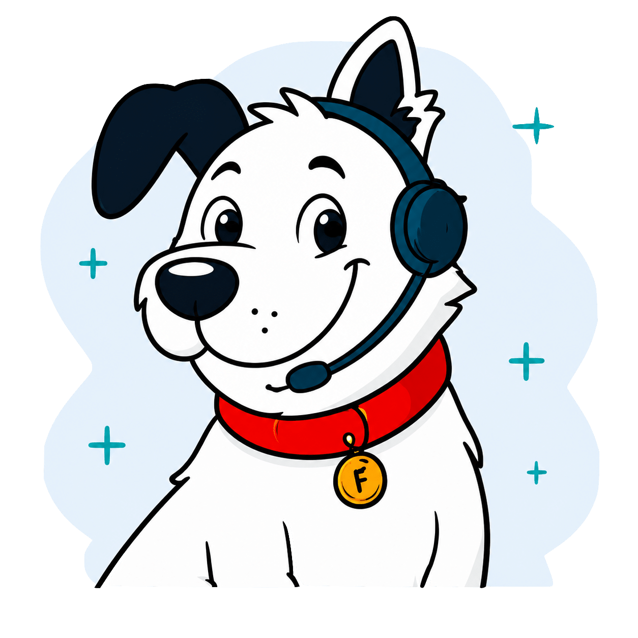 fibredog mascot wearing a headset