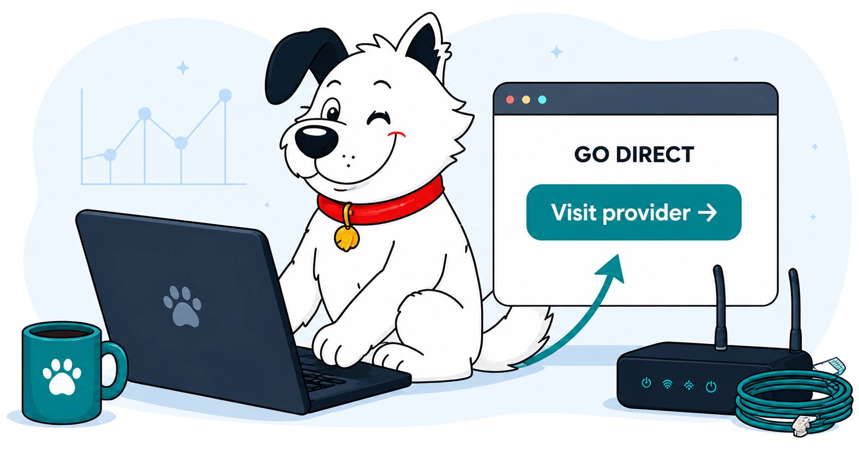fibredog showing a direct provider link option