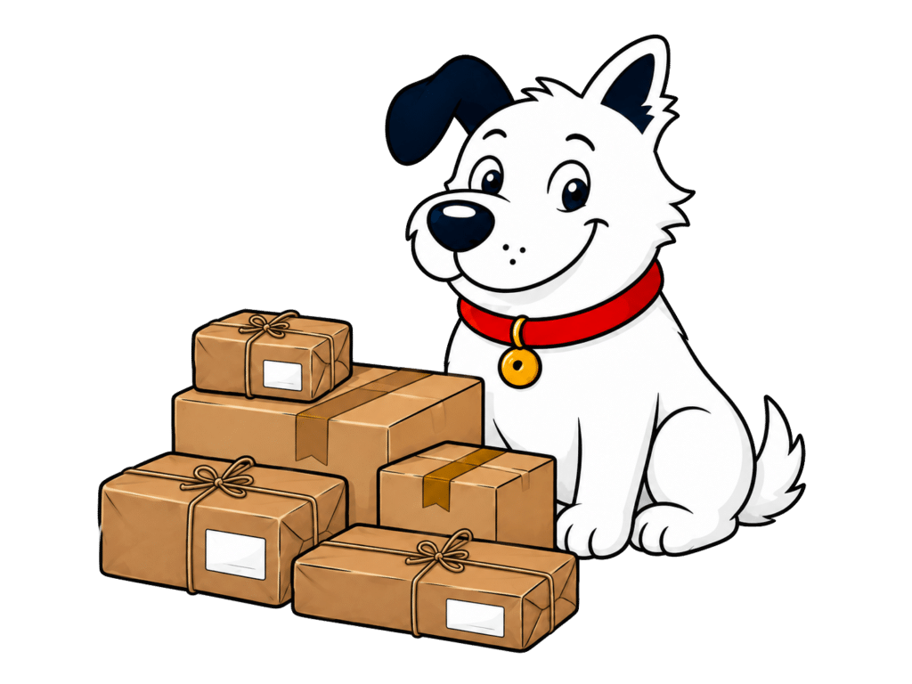 Mascot with packages