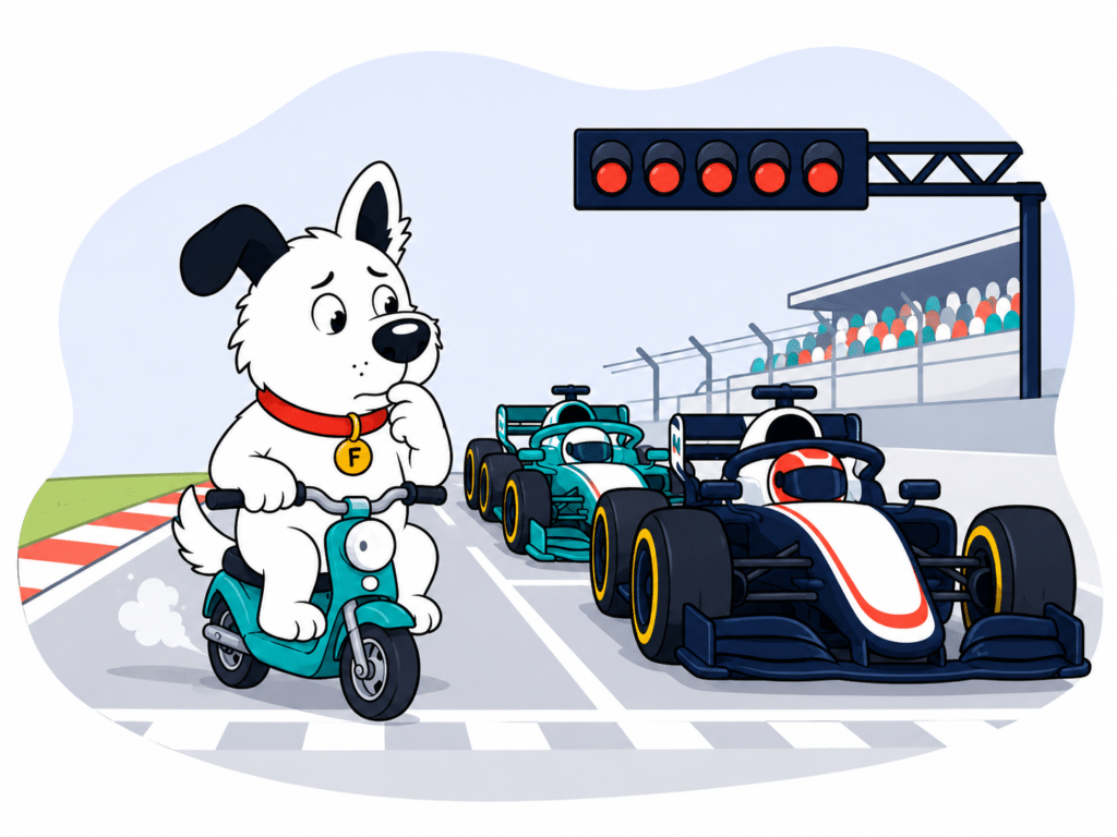 fibredog mascot dog find the right speed