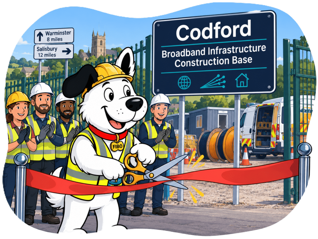 fibredog mascot opening Codford construction base