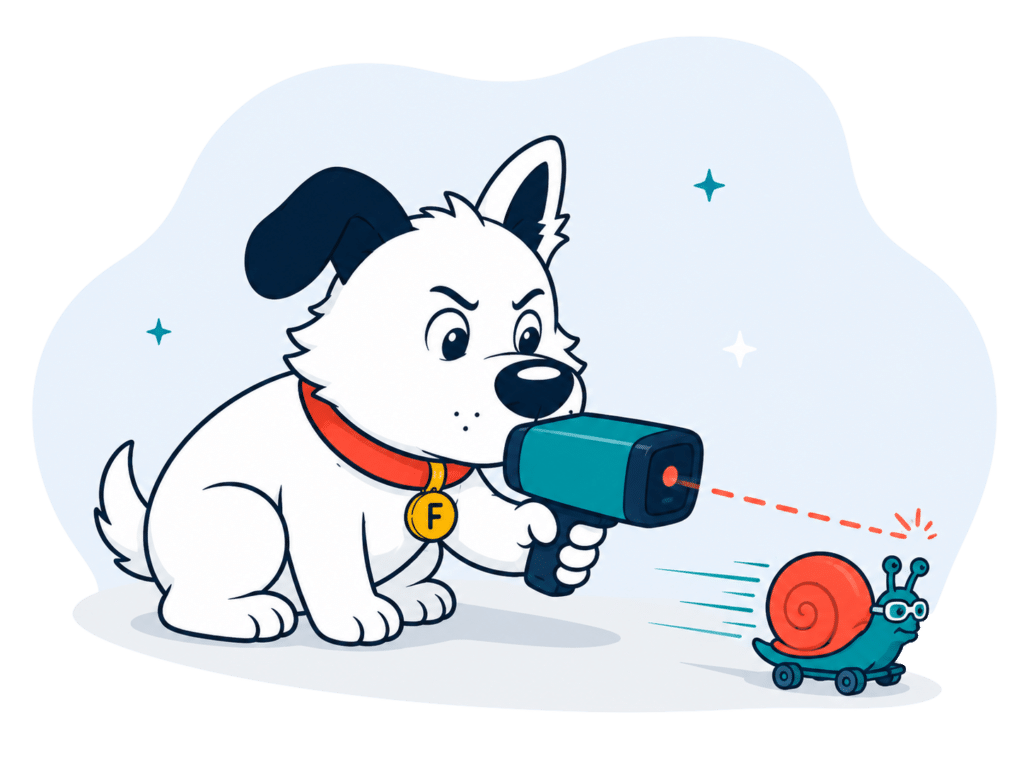 mascot dog testing speed