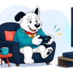 Older fibredog mascot gaming