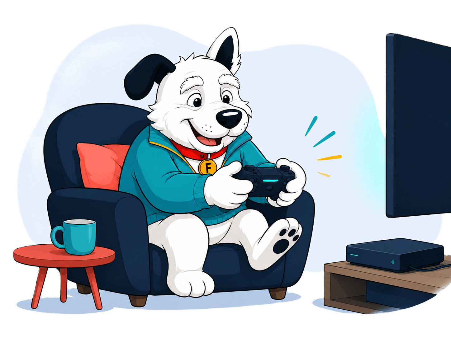 Older fibredog mascot gaming