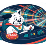 fibredog mascot experiencing plaid speed