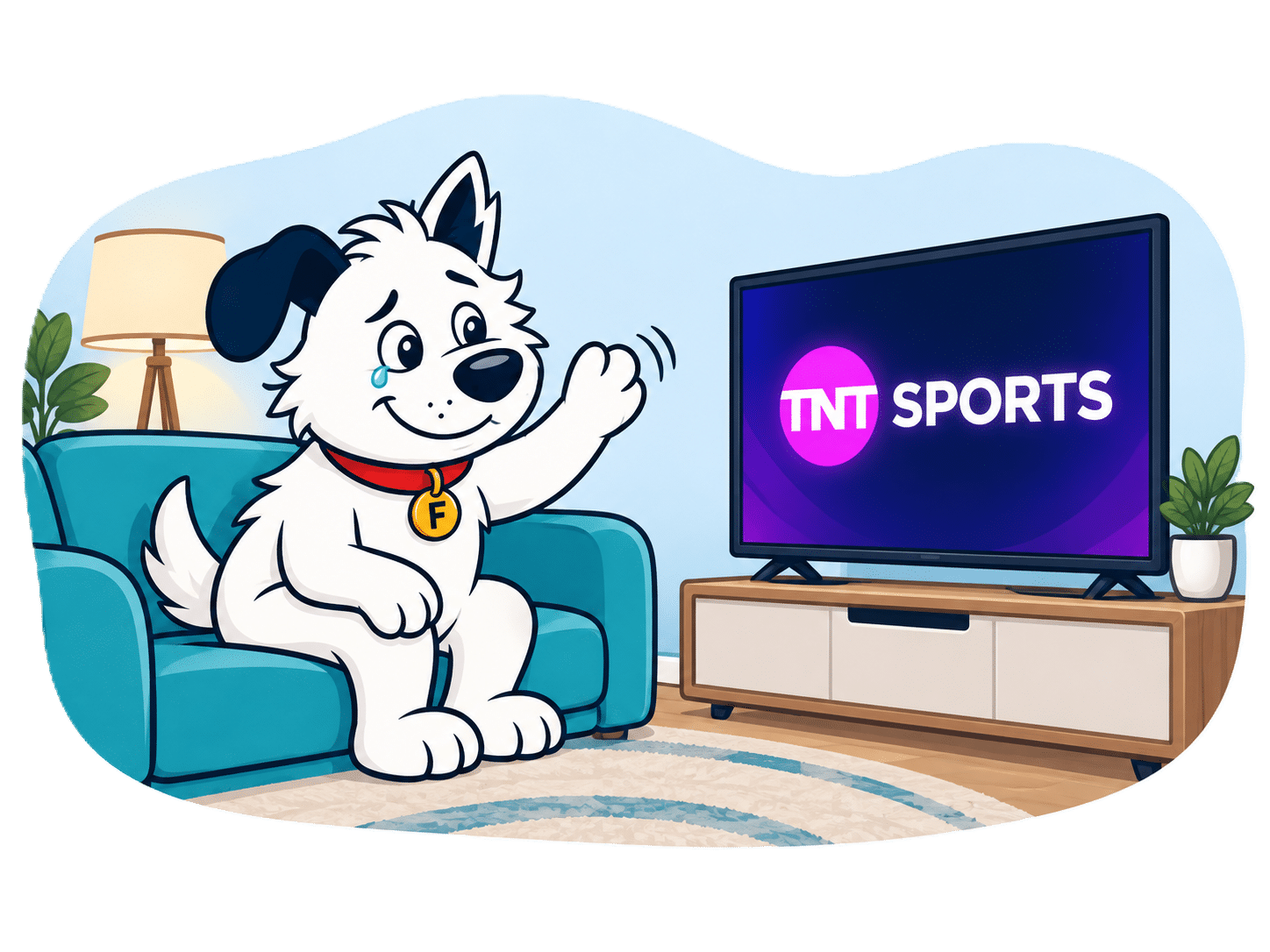 Fibredog mascot saying goodbye to TNT Sports
