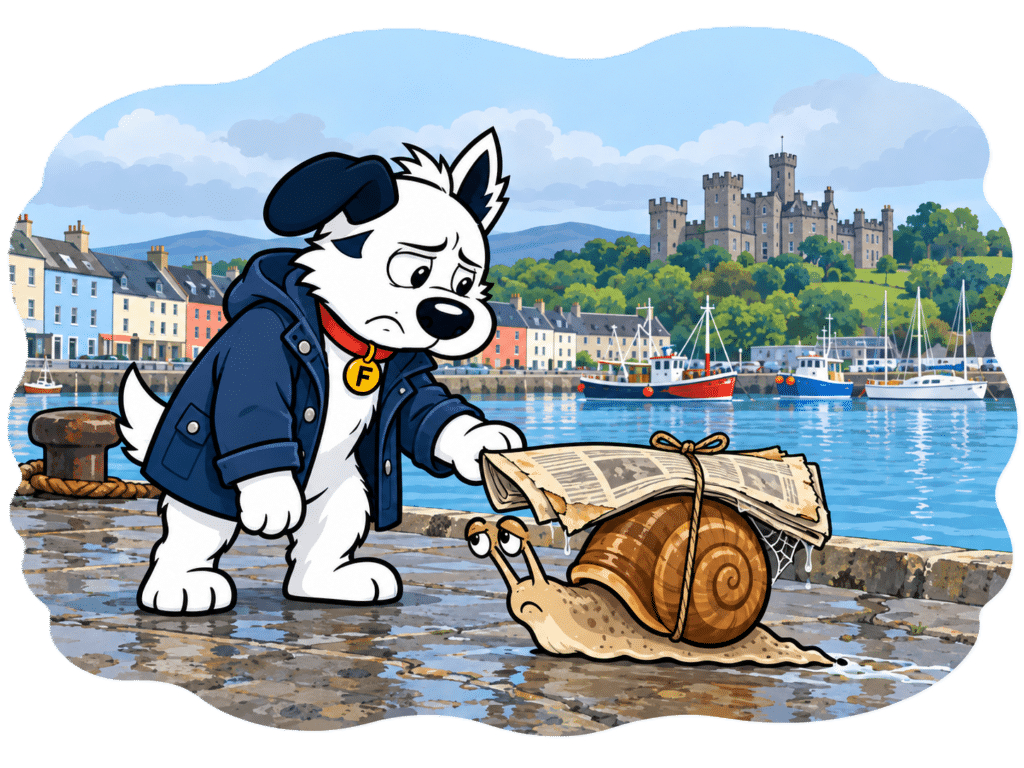 Fibredog mascot slow broadband stornoway