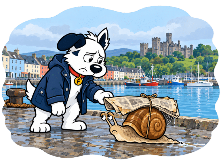 Fibredog mascot slow broadband stornoway