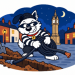 Fibredog mascot stealing cables in Thurnscoe